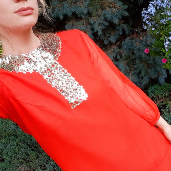 Vicky Vaughn 1960s bright orange tunic dress - Picture 2 of 10